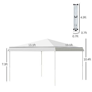 13' X 13' Pop Up Canopy Party With Adjustable Height Carry Bag For Patio, White