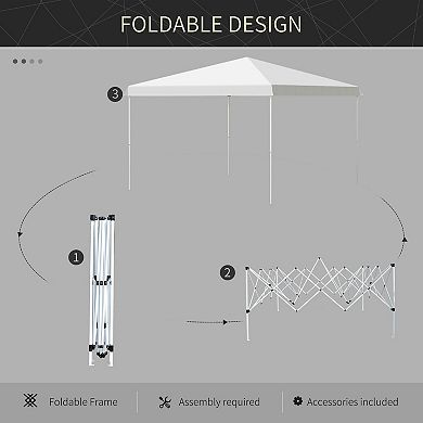 13' X 13' Pop Up Canopy Party With Adjustable Height Carry Bag For Patio, White