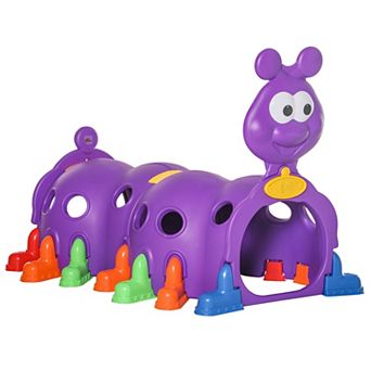 Qaba Caterpillar Play Tunnel Crawling Toy Indoor and Outdoor Kids Tunnel for Ages 3-6, Purple