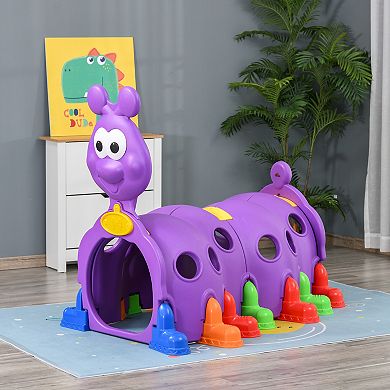 Qaba Caterpillar Play Tunnel Crawling Toy Indoor and Outdoor Kids Tunnel for Ages 3-6, Purple