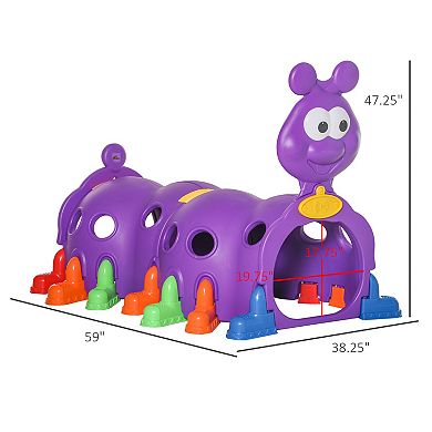 Qaba Caterpillar Play Tunnel Crawling Toy Indoor and Outdoor Kids Tunnel for Ages 3-6, Purple
