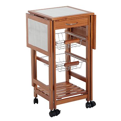Portable Rolling Drop Leaf Kitchen Storage Island Cart Trolley Folding Table