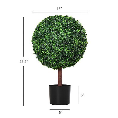 Outsunny 23.5inch Inch Artificial Boxwood Topiary Tree Plant
