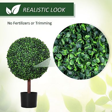 Outsunny 23.5inch Inch Artificial Boxwood Topiary Tree Plant