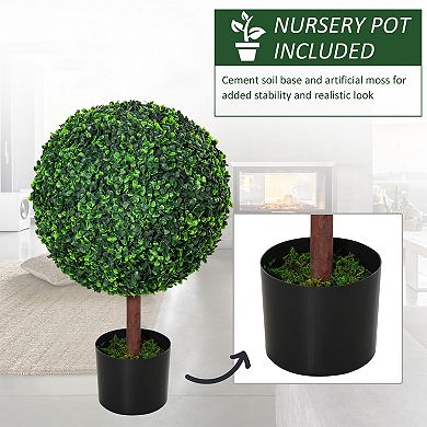 Outsunny 23.5inch Inch Artificial Boxwood Topiary Tree Plant