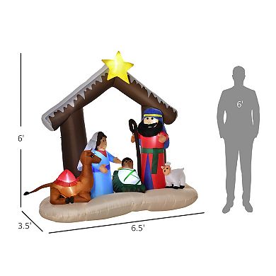 HOMCOM 6ft Inflatable Nativity Scene Outdoor Holiday LED Blow Up Yard Display