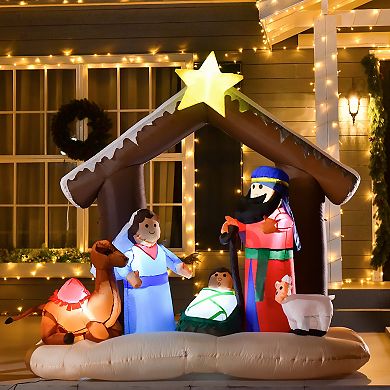 HOMCOM 6ft Inflatable Nativity Scene Outdoor Holiday LED Blow Up Yard Display
