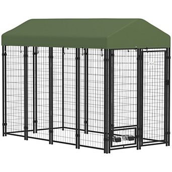PawHut Dog Kennel, Welded Wire Heavy Duty Dog Run, 8ft x 4' x 6'