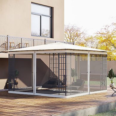 Outsunny 10' x 10' Universal Replacement Mesh Sidewall Netting for Patio Gazebos with Zippers (Sidewall Only) Black