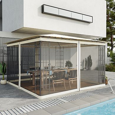 Outsunny 10' x 10' Universal Replacement Mesh Sidewall Netting for Patio Gazebos with Zippers (Sidewall Only) Black