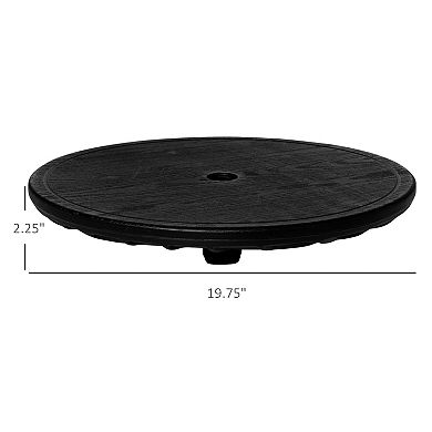 Outsunny 20" Umbrella Table Tray Portable Round Table Top for Beach, Patio, Garden, Swimming Pool, Deck, Black