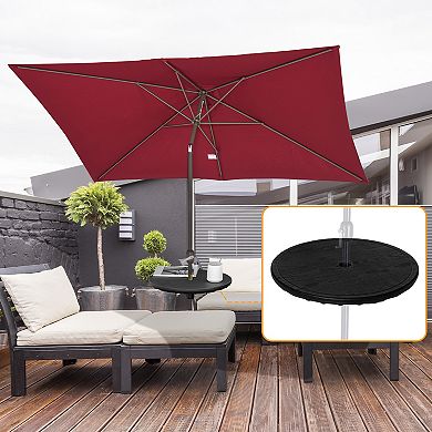 Outsunny 20" Umbrella Table Tray Portable Round Table Top for Beach, Patio, Garden, Swimming Pool, Deck, Black