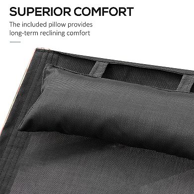 Patio Mesh Wood Recliner Chaise Lounge Chair Lounger W/ Cushion - Black
