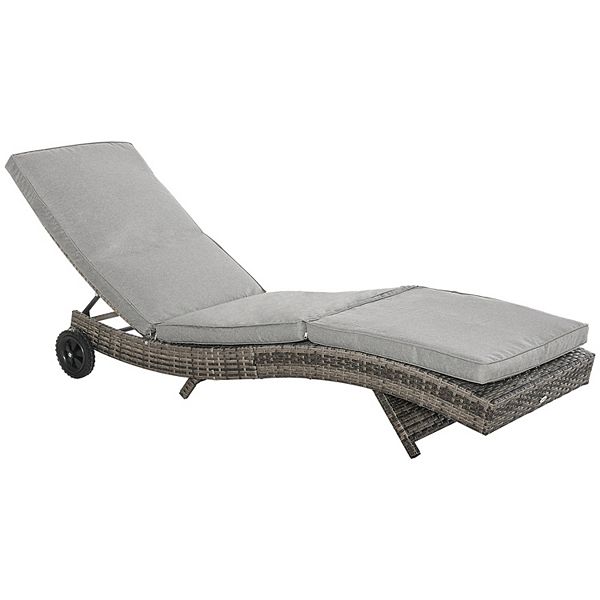 Outsunny Outdoor PE Rattan Patio Chaise Lounge Chair with 5 Backrest