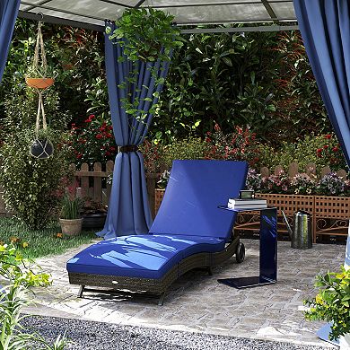 Outsunny Chaise Lounge Chair, Outdoor PE Rattan Sun Lounger, Dark