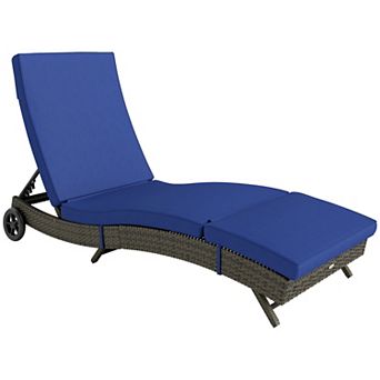 Outsunny Chaise Lounge Chair, Outdoor PE Rattan Sun Lounger, Dark