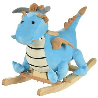 Qaba Baby Rocking Horse, Plush Animal Rocker w/ Realistic Sound, Pedals