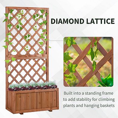 Wooden Raised Garden Bed Raised Planter Box Planter With Trellis