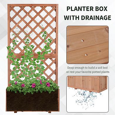 Wooden Raised Garden Bed Raised Planter Box Planter With Trellis