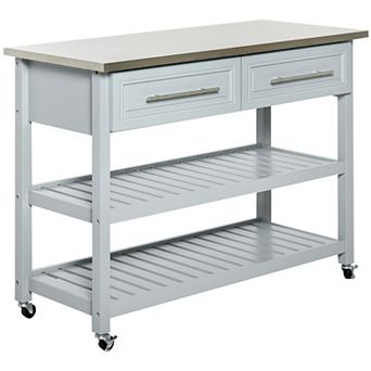 HOMCOM Kitchen Cart Rolling Trolley Shelves Drawers Cabinet Stainless Steel Top
