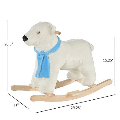 Qaba Kids Ride On Rocking Horse with Soft Polar Bear Body Fun Roaring Sound and Safety Handlebars/Footrests