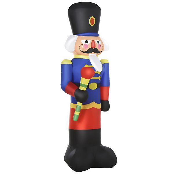 Outside Lawn, Flashy 8ft Inflated Christmas Nutcracker Soldier With Scepter