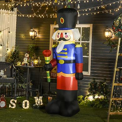 Outside Lawn, Flashy 8ft Inflated Christmas Nutcracker Soldier With Scepter