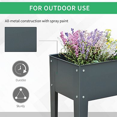 40"x12" Raised Elevated Garden Flower Bed Plant Box Vegetable Planter Herb Grey