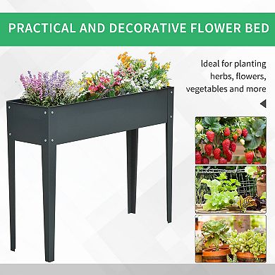 40"x12" Raised Elevated Garden Flower Bed Plant Box Vegetable Planter Herb Grey