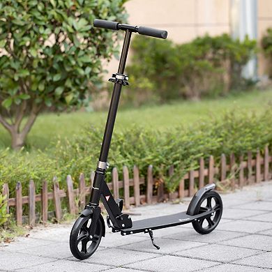 Foldable Kick Scooter W/ Adjustable Height & Rear Wheel Brake System For 12+