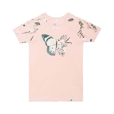Organic Cotton Two Piece Pajama Set Light Pink Print