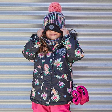 Two Piece Snowsuit Colorblock Jacket With Solid Coral Pink Pant