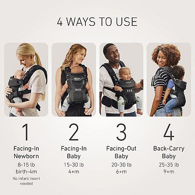 Graco Cradle Me 4-in-1 Black Mesh Baby Carrier