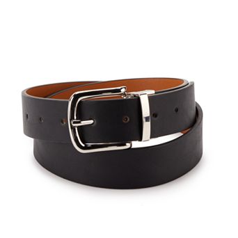 Women's Nine West Cognac/Black Reversible Square Buckle Belt
