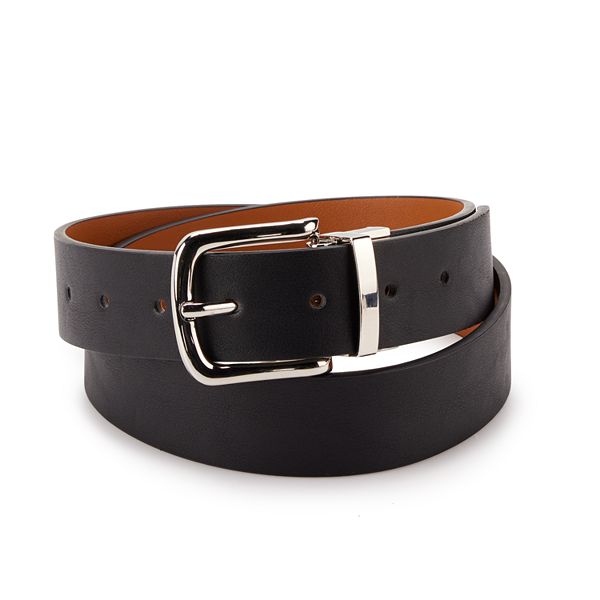 Women's Nine West Cognac/Black Reversible Square Buckle Belt - Black Cognac (X LARGE)