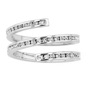 Traditions Jewelry Company Fine Silver Plated Crystal Spiral Ring