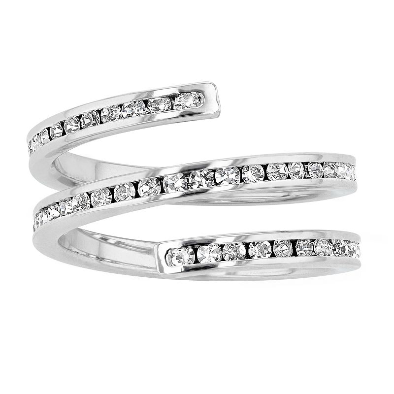 Traditions Jewelry Company Fine Silver Plated Crystal Spiral Ring, Women's, Size: 6, White