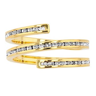 Traditions Jewelry Company 18k Gold Plated Crystal Spiral Ring