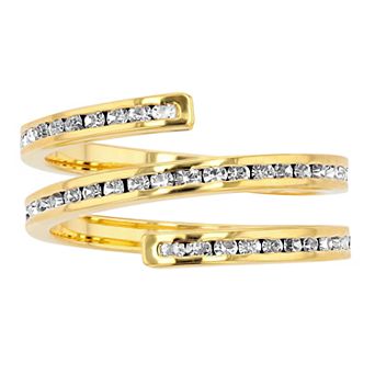 Traditions Jewelry Company 18k Gold Plated Crystal Spiral Ring