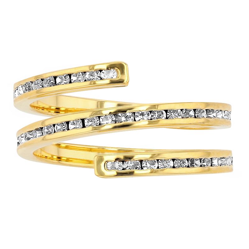 Traditions Jewelry Company 18k Gold Plated Crystal Spiral Ring, Women's, Yellow