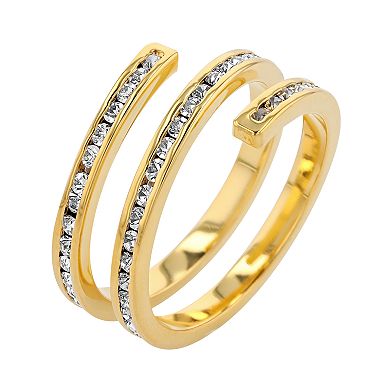 Traditions Jewelry Company 18k Gold Plated Crystal Spiral Ring