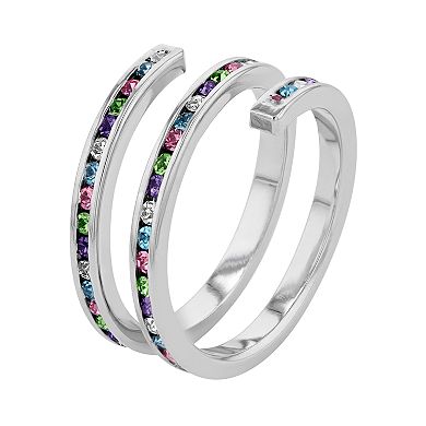 Traditions Jewelry Company Fine Silver Plated Rainbow Crystal Spiral Ring