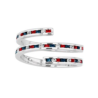Traditions Jewelry Company Fine Silver Plated 2-Row Patriotic Spiral Ring
