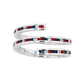 Traditions Jewelry Company Fine Silver Plated 2-Row Patriotic Spiral Ring