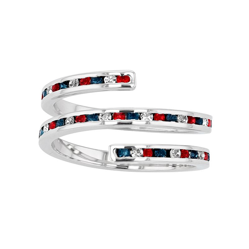 Traditions Jewelry Company Fine Silver Plated 2-Row Patriotic Spiral Ring, Women's, Size: 9, Multi
