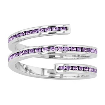 Traditions Jewelry Company Fine Silver Plated Purple Crystal Silver Ring