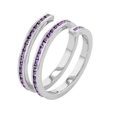 Traditions Jewelry Company Fine Silver Plated Purple Crystal Silver Ring