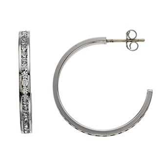 Traditions Jewelry Company Sterling Silver Crystal Hoop Earrings