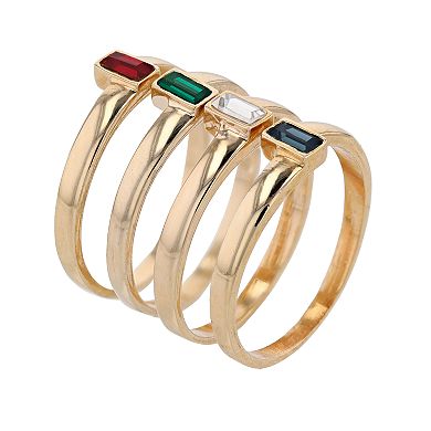 Traditions Jewelry Company 18K Gold Plated Stackable 4-Ring Set