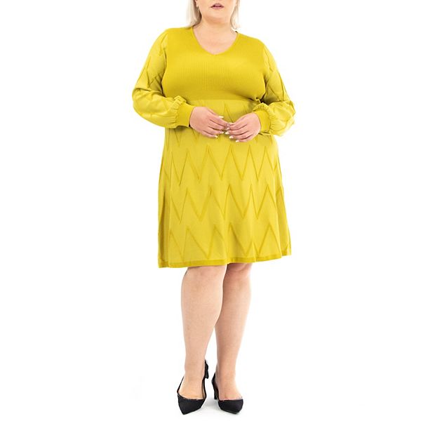 Plus Size Nina Leonard Ribbed Sweater Dress